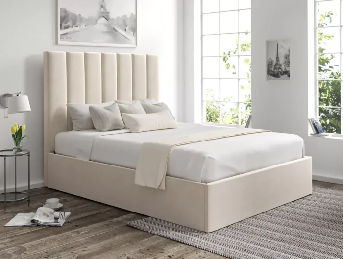 Beige Single Ottoman Bed