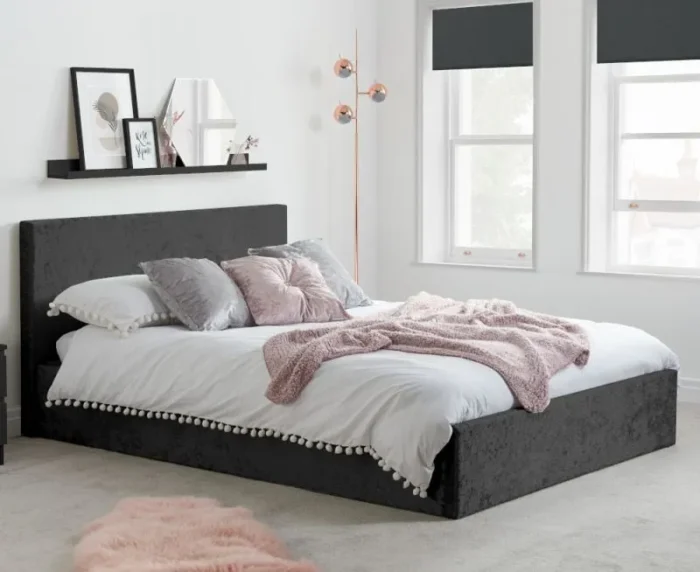 Velvet Small Double Ottoman Bed