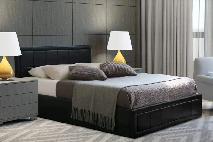 black ottoman double bed