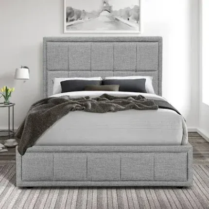 Grey single ottoman bed